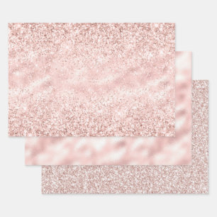 Girly Pink Sparkle Glitter Wrapping Paper Sheet