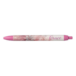 Girly Pink Sparkle Office School Writing  Black Ink Pen