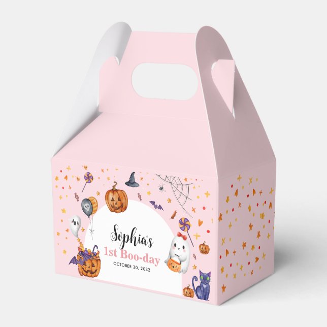 Girly Pink Spooky Halloween Boo-day Birthday Favour Box (Front Side)