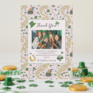 Girly Pink St Patricks Irish Thank You Card