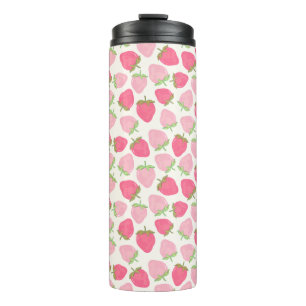 Girly Pink Strawberry Cute and Fruity Thermal Tumbler