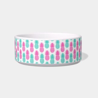 Girly Pink Teal Tropical Pineapple Pattern Bowl