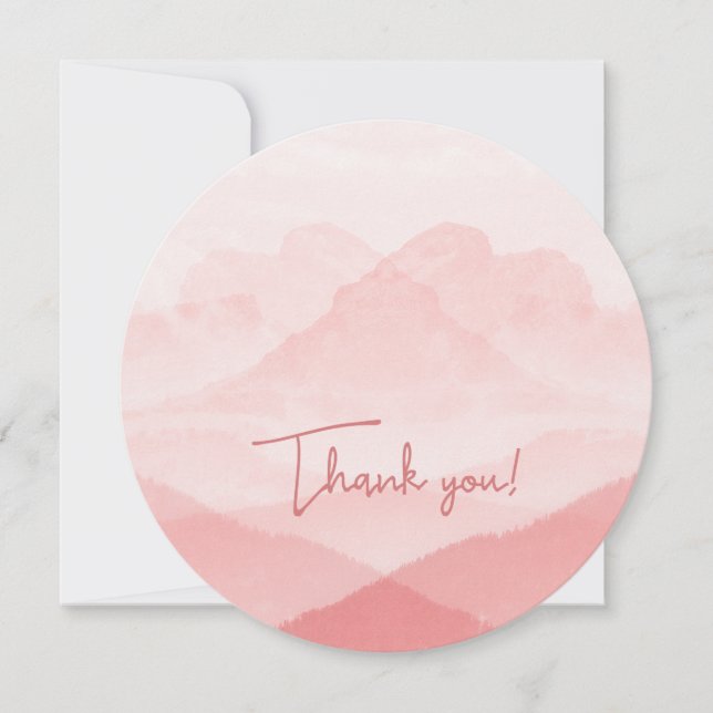 Girly Pink Thank You Holiday Card (Front)