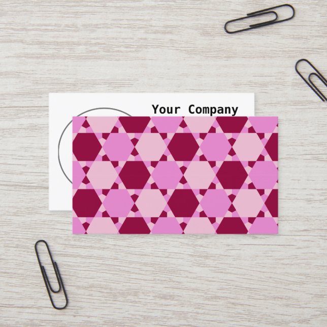 Girly Pink Triangle Optical Illusion Pattern Business Card (Front/Back In Situ)
