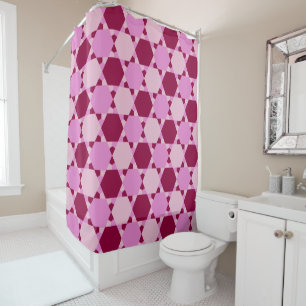 Girly Pink Triangle Optical Illusion Pattern Shower Curtain