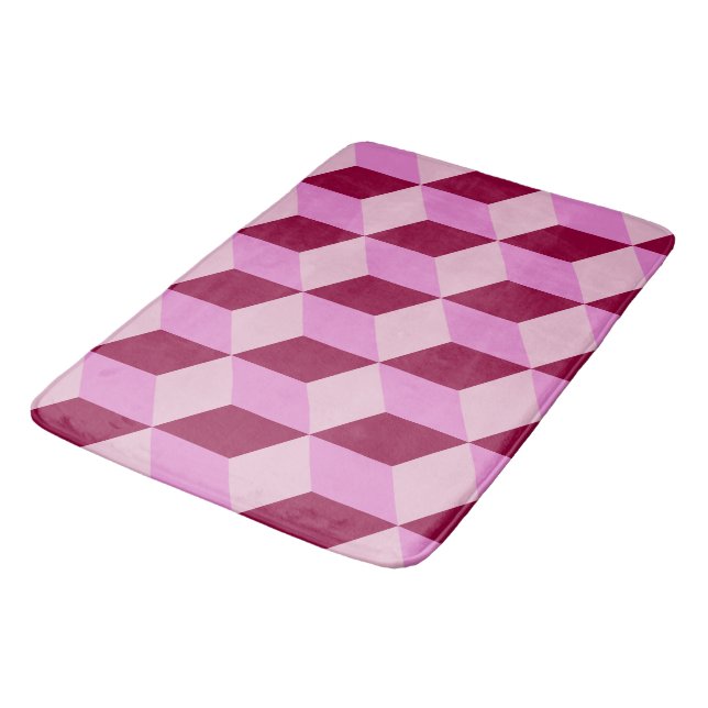 Girly Pink Tumbling Blocks Seamless Pattern Bath Mat (Angled)
