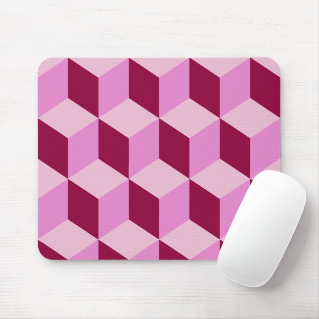 Girly Pink Tumbling Blocks Seamless Pattern Mouse Pad (With Mouse)