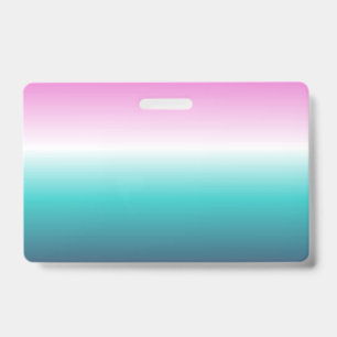 girly pink turquoise teal aqua ombre mermaid ID badge