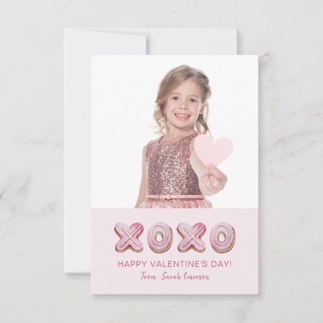 Girly Pink Valentine's Day Photo Card (Front)