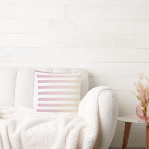 Girly Pink Vanilla Gradient Stripes Cushion