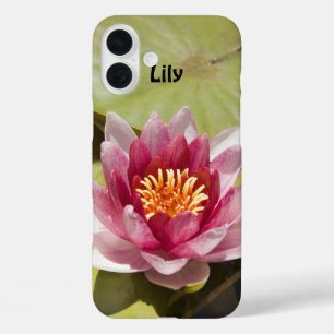 Girly Pink Water Lily Photo Lily Pads Personalised iPhone 16 Plus Case