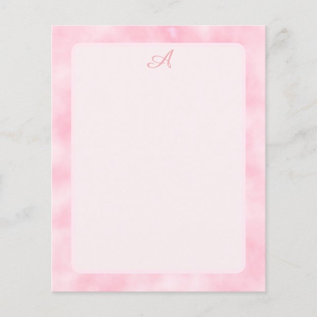 Girly Pink Watercolor Abstract Border Monogram  (Front)