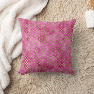 Girly Pink Watercolor Gold Dots Cushion
