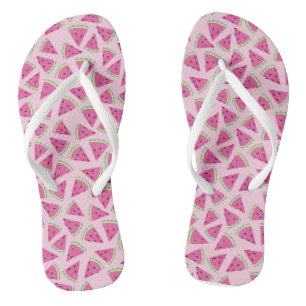 Girly Pink Watermelon Tropical Pattern Thongs