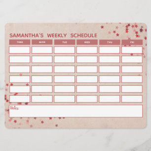 Girly Pink Weekly Schedule School Timetable
