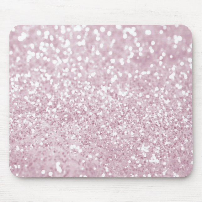Girly Pink White Abstract Glitter Photo Print Mouse Pad (Front)