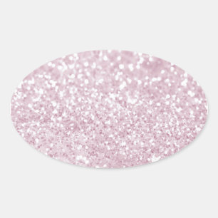 Girly Pink White Abstract Glitter Photo Print Oval Sticker