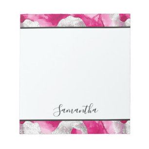 Girly Pink White Abstract Notepad