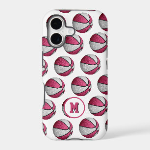 girly pink white basketballs pattern monogrammed