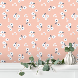 Girly Pink White Cute Baby Floral Wallpaper