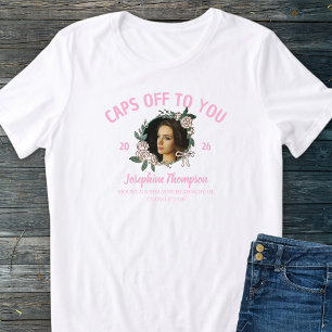 Girly Pink & White Floral 2026 Grad Photo Name Tri-Blend Shirt