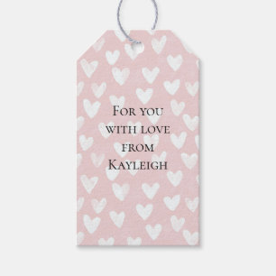 Girly Pink White Hearts Gift Tags