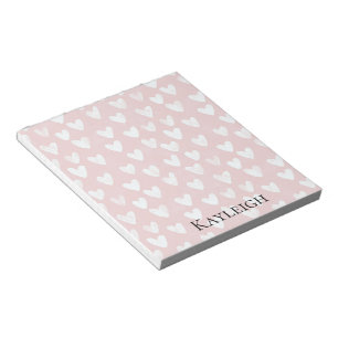 Girly Pink White Hearts Notepad