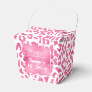 Girly Pink White Leopard Spots Favour Box
