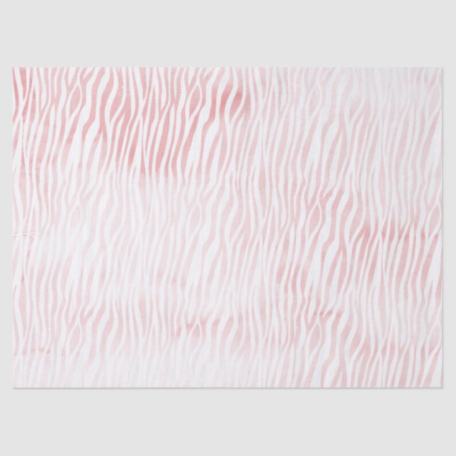 Girly Pink White Watercolor Animal Zebra Print Tissue Paper (Front)