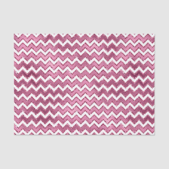 Girly Pink White Zigzag Stripes Tissue Paper (Front)