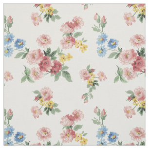 Girly Pink, Yellow and Blue Floral Customisable Fabric