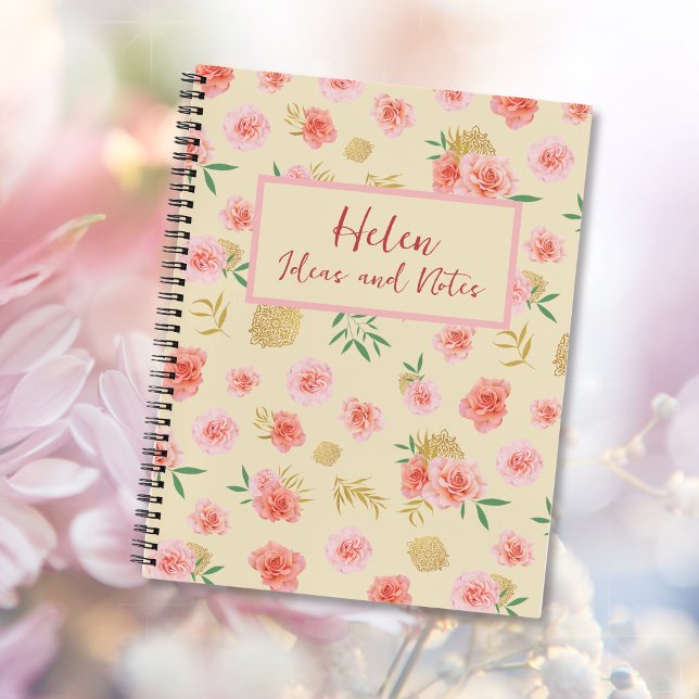 Girly Pink, Yellow and Gold Floral Oriental Notebook (Creator Uploaded)