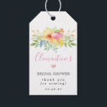Girly Pink Yellow Floral Bridal Shower Thank You Gift Tags<br><div class="desc">Elegant gift tag for your favour bag or box features watercolor floral design with a small pink heart. The top of the tag is decorated with a lush border of pink and yellow flowers nestled in soft pastel green leaves and greenery. The dangling vines give it a modern Boho botanical...</div>