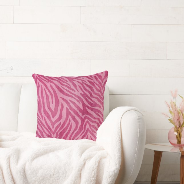 Girly Pink Zebra Animal Print Cushion (Couch)