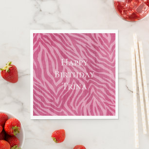 Girly Pink Zebra Animal Print Napkin