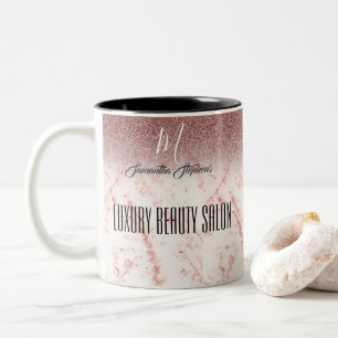 Girly Pinky Glittery Luxury Beauty Salon Two-Tone Coffee Mug