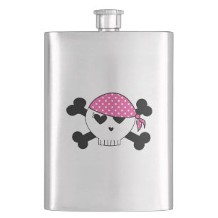 Girly Pirate Skull Hip Flask
