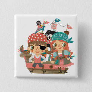 Girly Pirates 15 Cm Square Badge