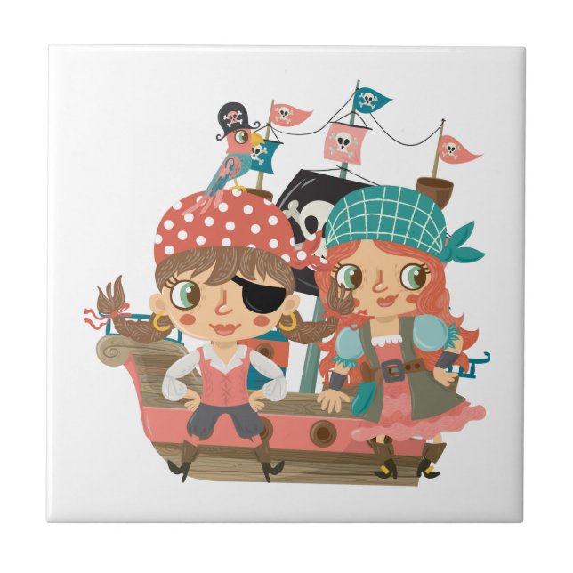 Girly Pirates Ceramic Tile (Front)
