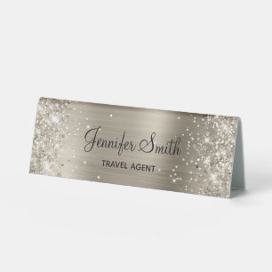 Girly Platinum Glitter and Foil Name Plate
