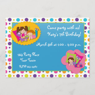 Girly Polka Dots Birthday Party Invitation