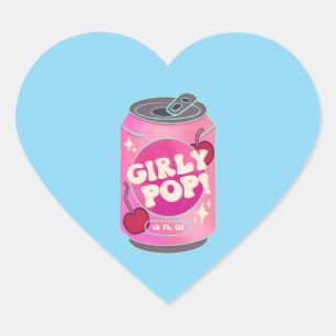  Girly Pop Cherry Soda Can   Retro Y2K Pink Heart Sticker