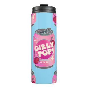 Girly Pop Cherry Soda Can   Retro Y2K Pink Thermal Tumbler