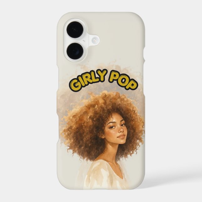 Girly Pop Light Brown Afro phone case (Back)