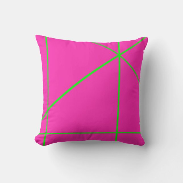 Girly Pop Pattern Neon Pink & Green Stripes 90s Cushion (Front)