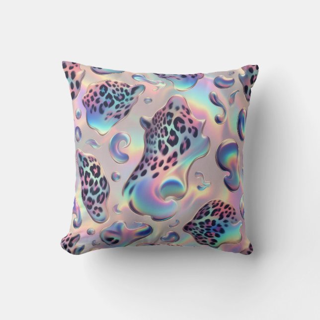 Girly Posh Leopard Print Opal Cushion (Front)
