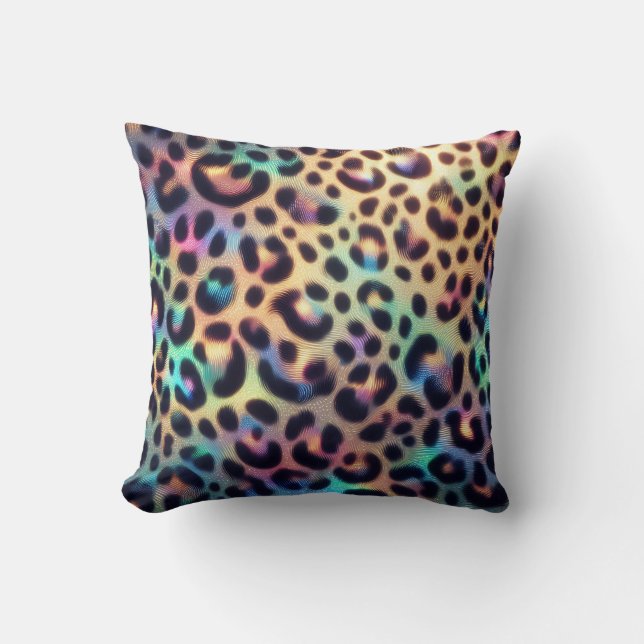 Girly Posh Leopard Print Opal Cushion (Front)