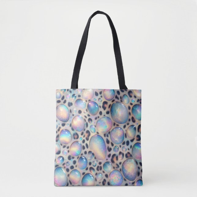Girly Posh Leopard Print Opal Tote Bag (Front)
