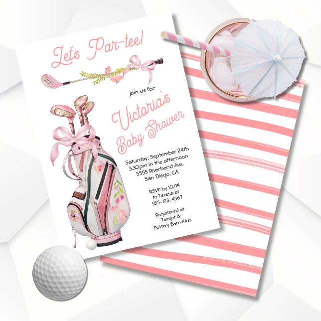 Girly Preppy Golf Baby Shower Invitation (Creator Uploaded)