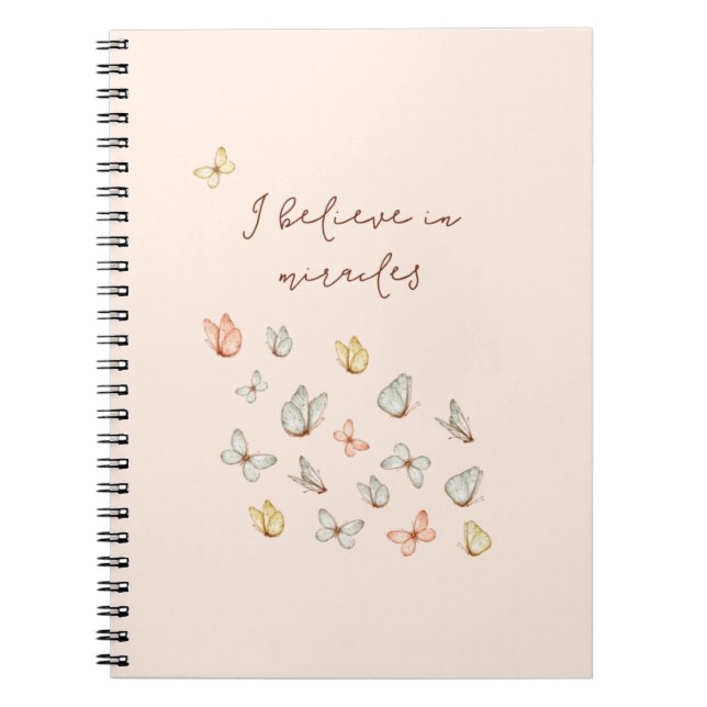 Girly Pretty Blush Pink Watercolor Butterflies Notebook (Front)